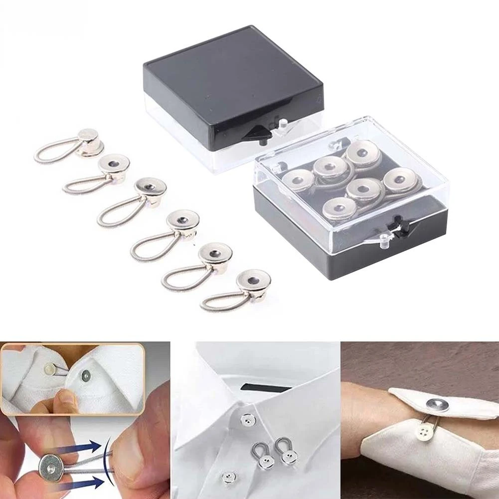 6pcs Collar Pant Extender Buttons Jeans Waist Extension Elastic