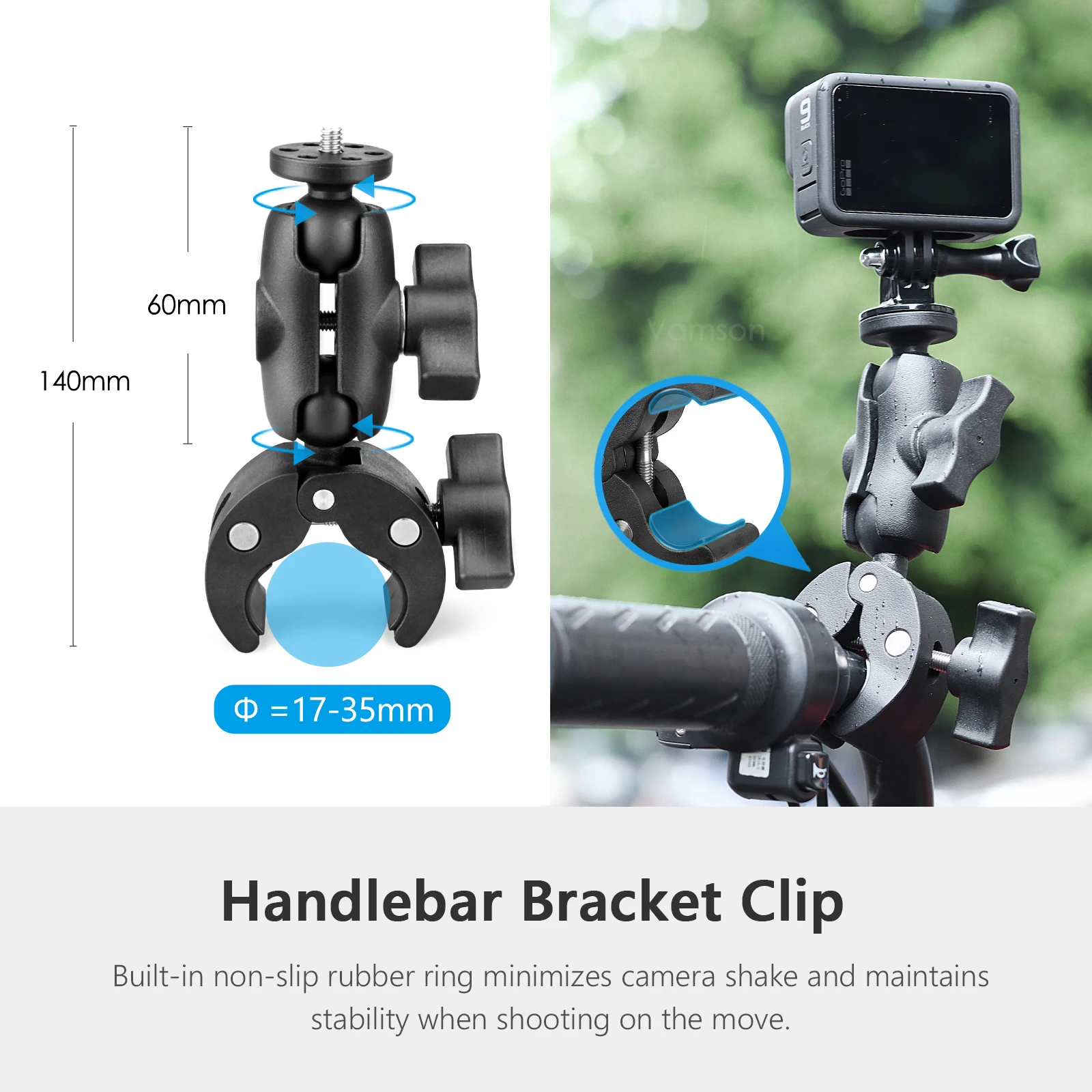Vamson Acessórios da Motocicleta Kit de Montagem para Insta360 x3 um x2 rs para Gopro Hero 11 10 Incluindo Liga Alumínio Braço Extensão - Image 2