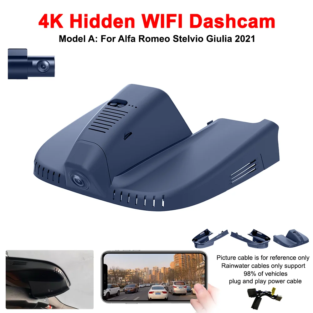 

For Alfa Romeo Stelvio Giulia 2021 Front and Rear 4K Dash Cam for Car Camera Recorder Dashcam WIFI Car Dvr Recording Devices