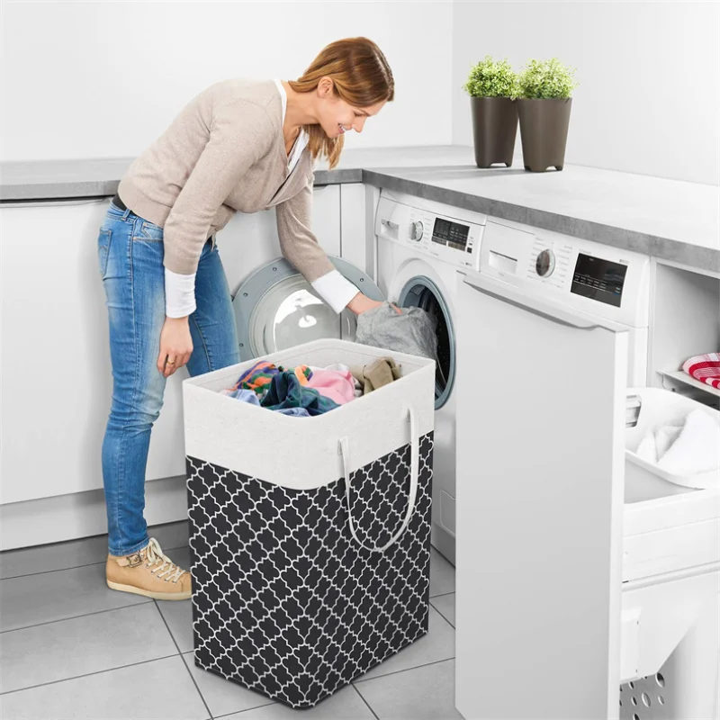 

75L Large Capacity Foldable Dirty Laundry Basket with Handle Upright Laundry Basket Organizer Dirty Laundry Bucket