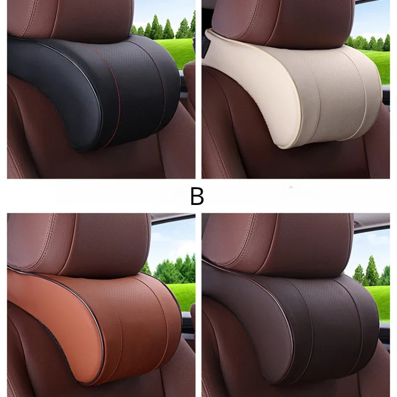 자동차 머리 받침 쿠션, 자동차 장식 용품, 메모리 폼 대형 머리 받침, 요추 지지대 가죽 목 베개 쿠션
