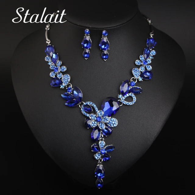 statement wedding jewelry bridal necklace Etsy handmade blue brooch