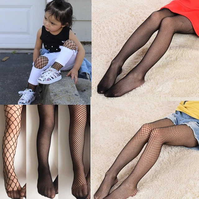 Medias de rejilla a la moda para niños y niñas, medias de malla negras -  AliExpress