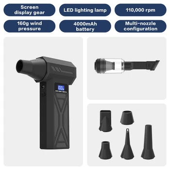 เครื่องเป่าลมเทอร์โบ P70 110000RPM พลังลมสูง มอเตอร์ไร้แปรงถ่าน ความเร็วลม 52 ม./วินาที แบตเตอรี่ 40000mAh เครื่องเป่าลมแรง 1