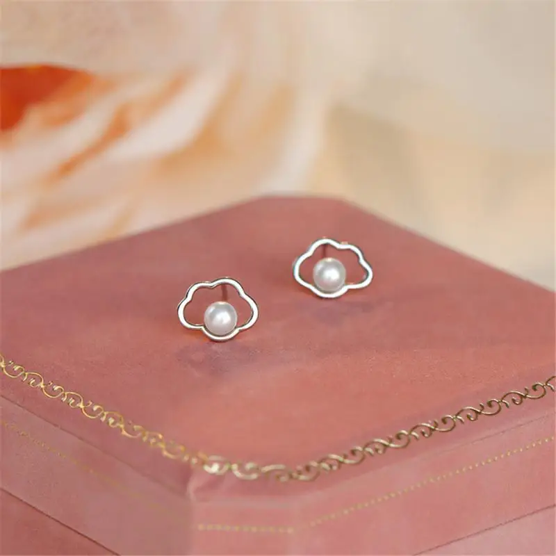

1/2pairs Simple Cute Cloud Stud Earrings For Women Rhinestone Elegant Pearls Jewelry Accessories Wedding Party Birthday Gift