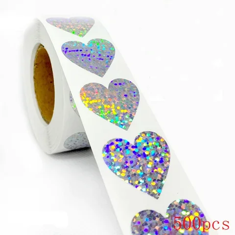 

50-500pcs Heart Shaped Label Sticker Scrapbooking Gift Packaging Seal Birthday Party Wedding Supply Stationery Sticker 1inch