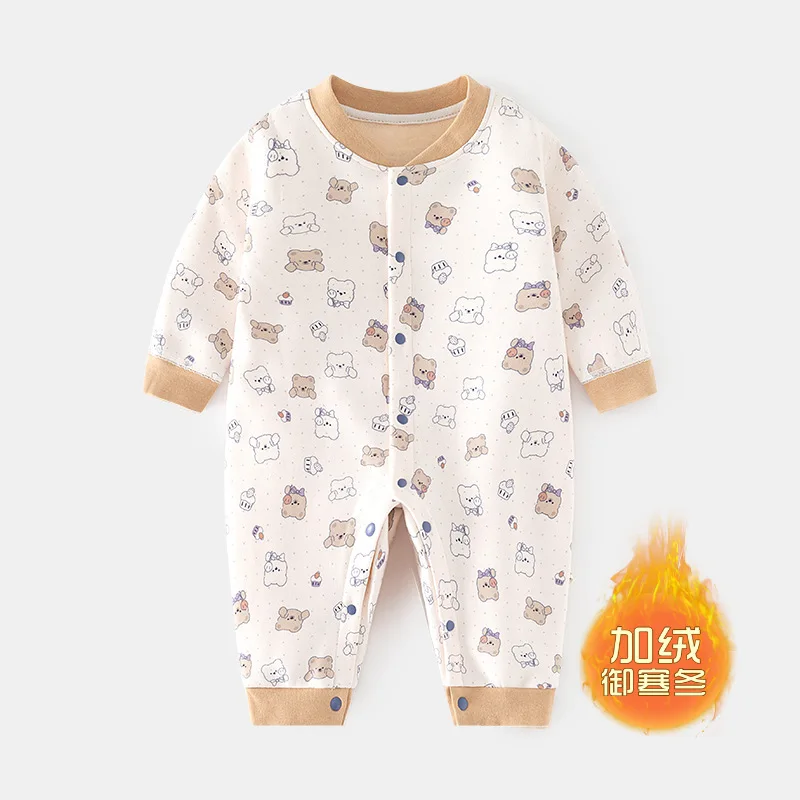 

Baby Fleece-Lined Jumpsuit Baby Thickened Thermal Underwear Newborn Clothes Autumn and Winter Romper Children's Split Romper