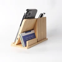Minimalist Bamboo Wood Desk Organizer Multi-Function Pen Holder with Wireless Charging Office Decor Gift 5