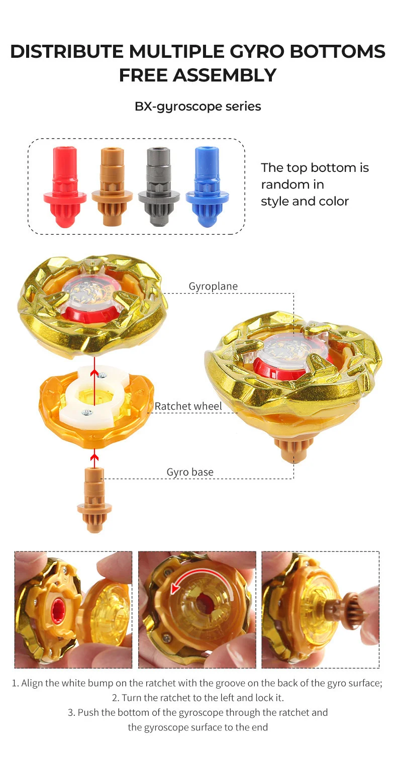 8 PCS Battling Spinning Tops Gyros with Grip and Launchers Tool Box Set Toys
