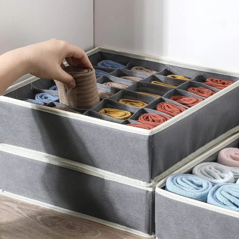 4Pcs Underwear Socks Organizer Bra Pants Scarf Tie Storage Box Wardrobe Drawer Organizers Foldable Case For Underwear Organizer