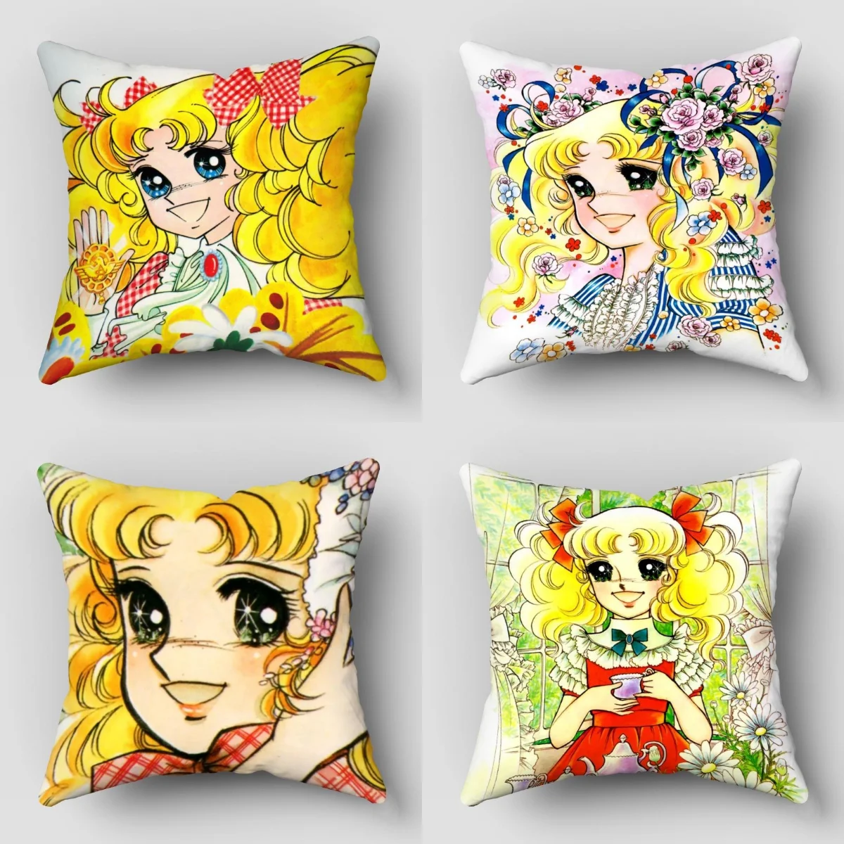

Candy New Anime Pillow Cover Bedroom Home Office Decorative Pillowcase Square Zipper Pillow cases Satin Fabric No Fade 10.16WJY