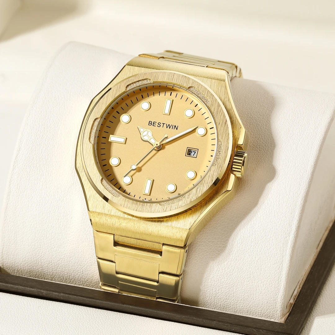 Luxury Men's Quartz Watch Stainless Steel Quartz Movement Luminous Shell Dial Sapphire Crystal Wristwatches 2023
