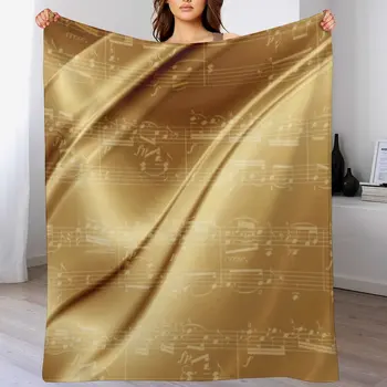 Music Sheet on Liquid Gold Throw Blanket – Cozy & Decorative Thermal Blanket 1