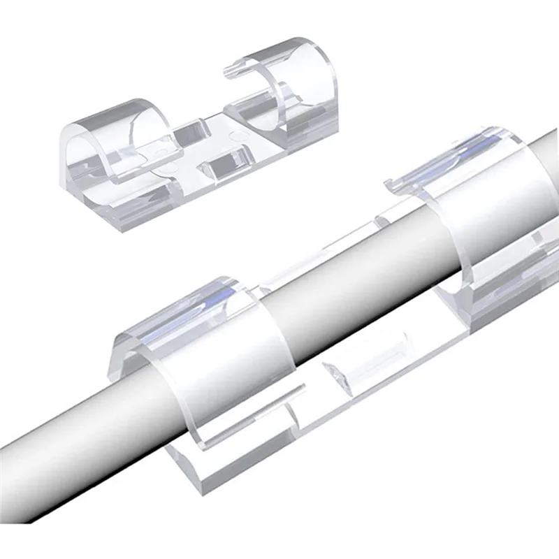 200PCS 케이블 클립 강력한 자체 접착 패드가있는 케이블 깔끔한 와이어 홀더 플라스틱 코드 관리 주최자 Transparent-B61B