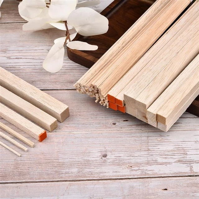 Unfinished Balsa Wood Sticks Strip Wooden Pieces DIY Wood Craft Decoration  - AliExpress