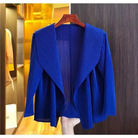 Manteau Court Plissé pour Femme, Cardigan à la Mode, Nouvelle Collection Printemps Été 2023