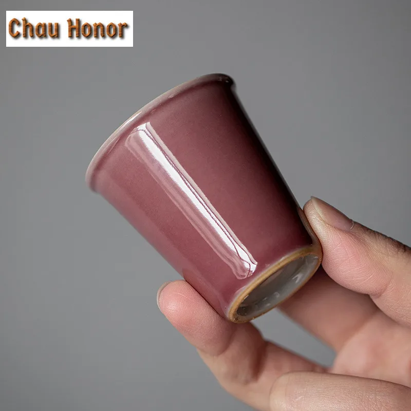 2pc/set 45ml Boutique Cowpea Red Ceramic Tea Cups Household Sample Small Tea Cup Retro Master Cups Porcelain Kung Fu Teaware Set