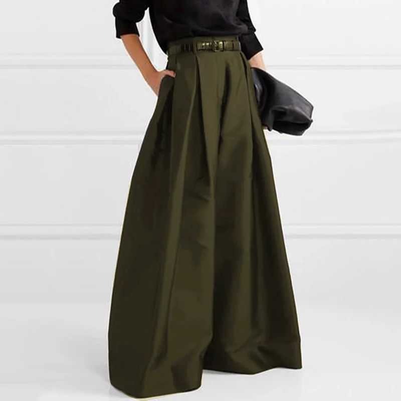 Freeacy 2023 Stylish Solid Color High Waisted Pleated Wide Leg Pants Spring Summer Large Size Casual Bottoms For Urban Women