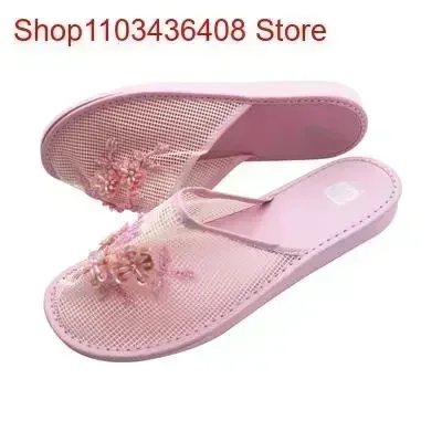 Women Stylish  Floral Slippers Flats Flip Flop Loafers Ladies Mules Fresh Breathable Home Floor Parent-Child Eva Bottom - 5
