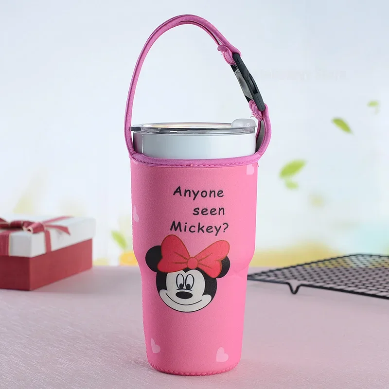 Disney Mickey Sport Water Bottle Cover New Cute Cartoon Portable Student Thermos Cup Pouch Vacuum Glass Cup Set Sport Accessorie