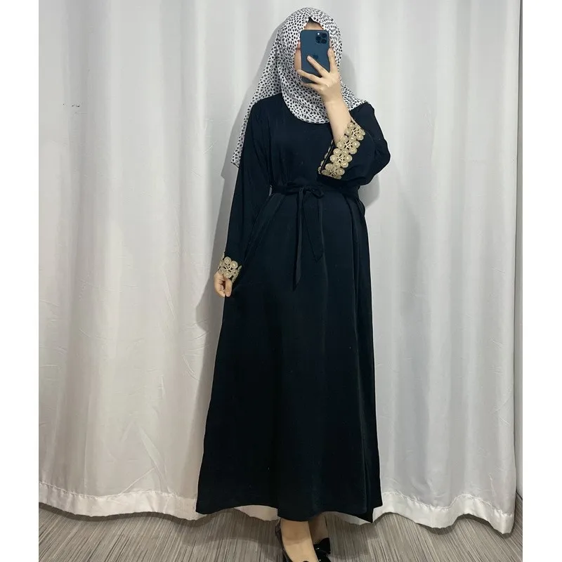 Muslim Ladies Robe African Dresses For Women Middle East National Costume Solid Color Long Sleeve Embroidery Loose Long Dress XL muslim women oversleeve elastic arm cover short sleeve tshirt accessory sun protection fashion middle east clothing