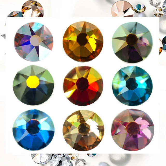 SW Diamante Effect Color 8big 8small Facets NO Hot Fix Rhinestones Glass  Flatback Nail Art Rhinestone