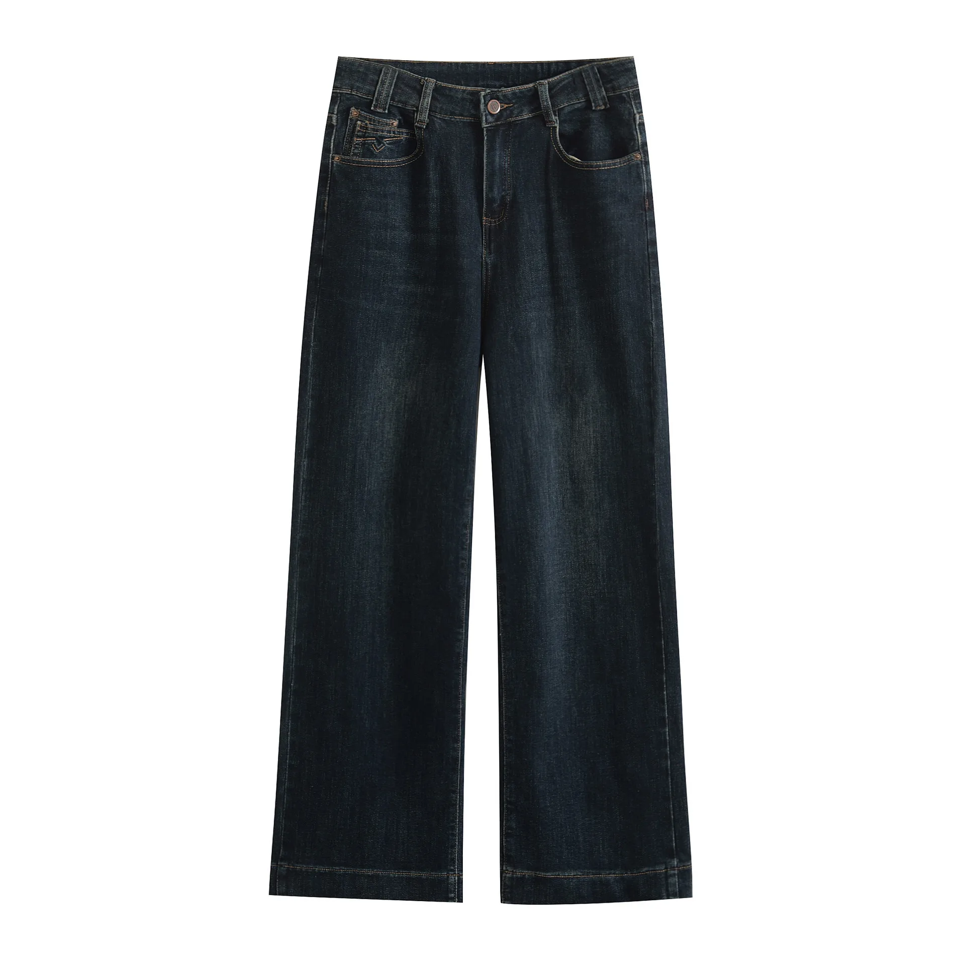 Fashion Plus Size Women's Jeans 2025 Autumn New Simple Quality Stretch Denim Straight Leg Long Pants K005