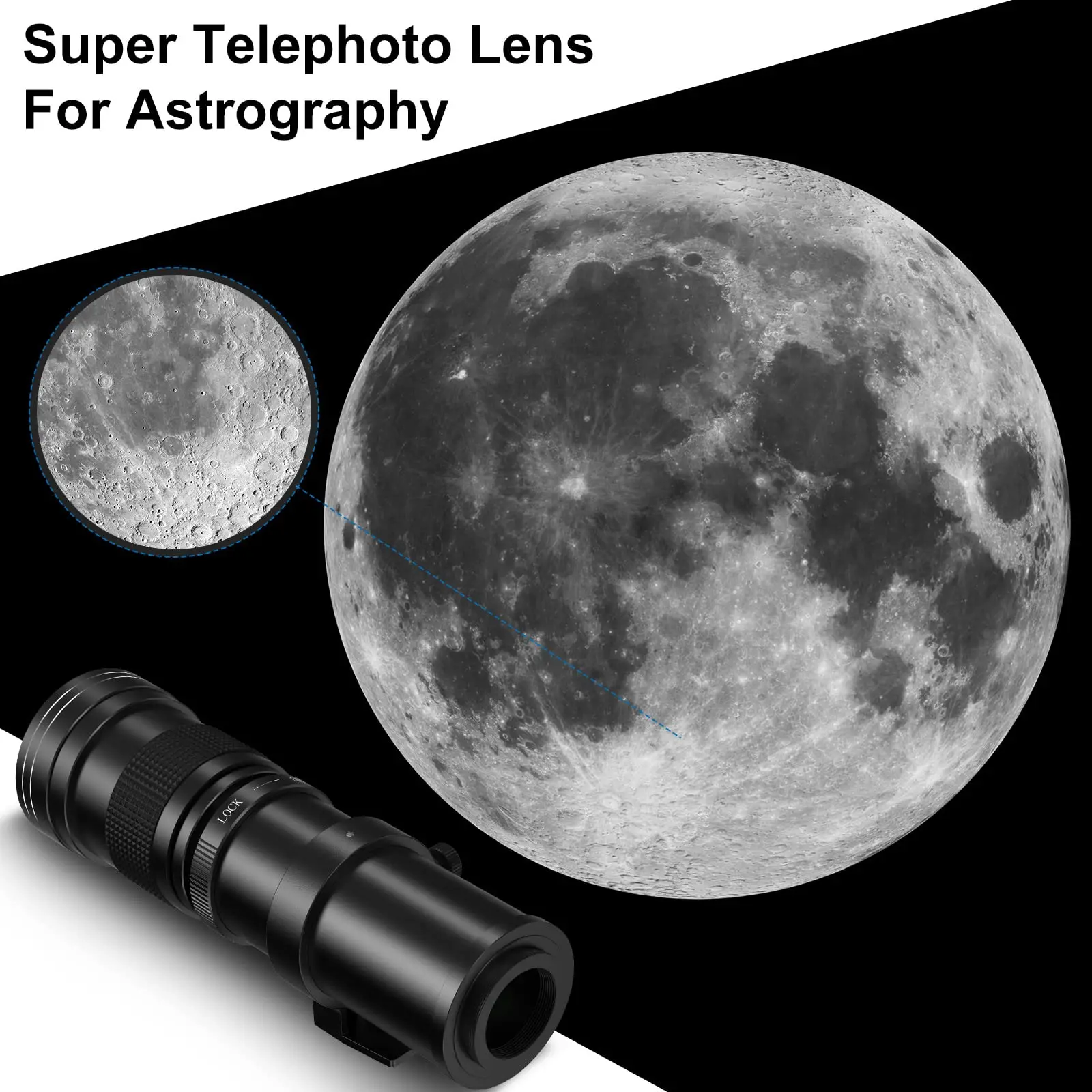Lightdow 420-800mm f/8.3 Manual Zoom Super Telephoto Lens + T