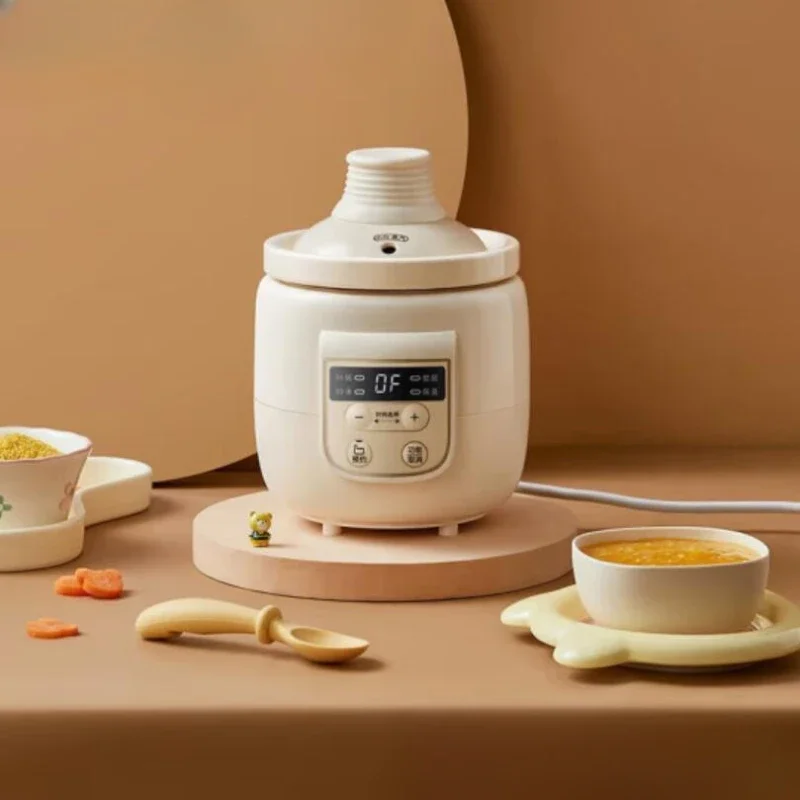 220V 0.5L Slow Cooker Baby Supplementary Food Maker 220V Mini Bird's Nest Crock Pot White Porcelain 9.5h Reservation Keep Warm