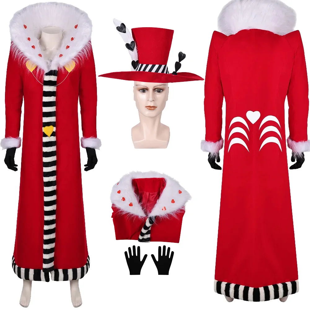 

Valentino Hat Cosplay Costume Red Coat Jacket Male Men Gloves Anime Cartoon Hotel Outfit Halloween Carnival Party Disguise Suit