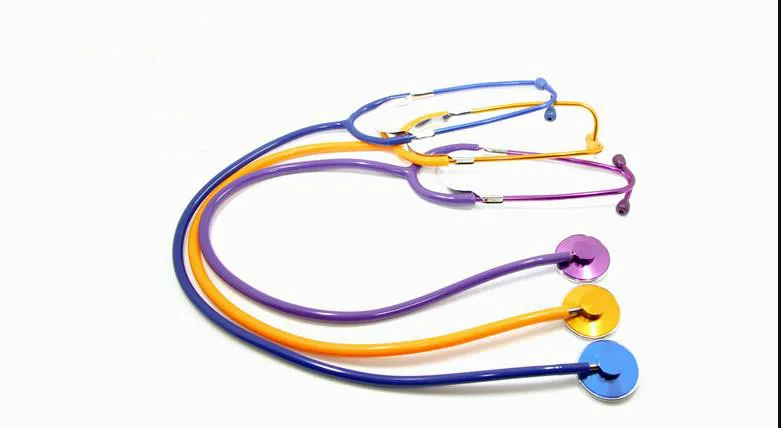High quality 1 piece stethoscope, professional single flat stethoscope, with silicone earplugs