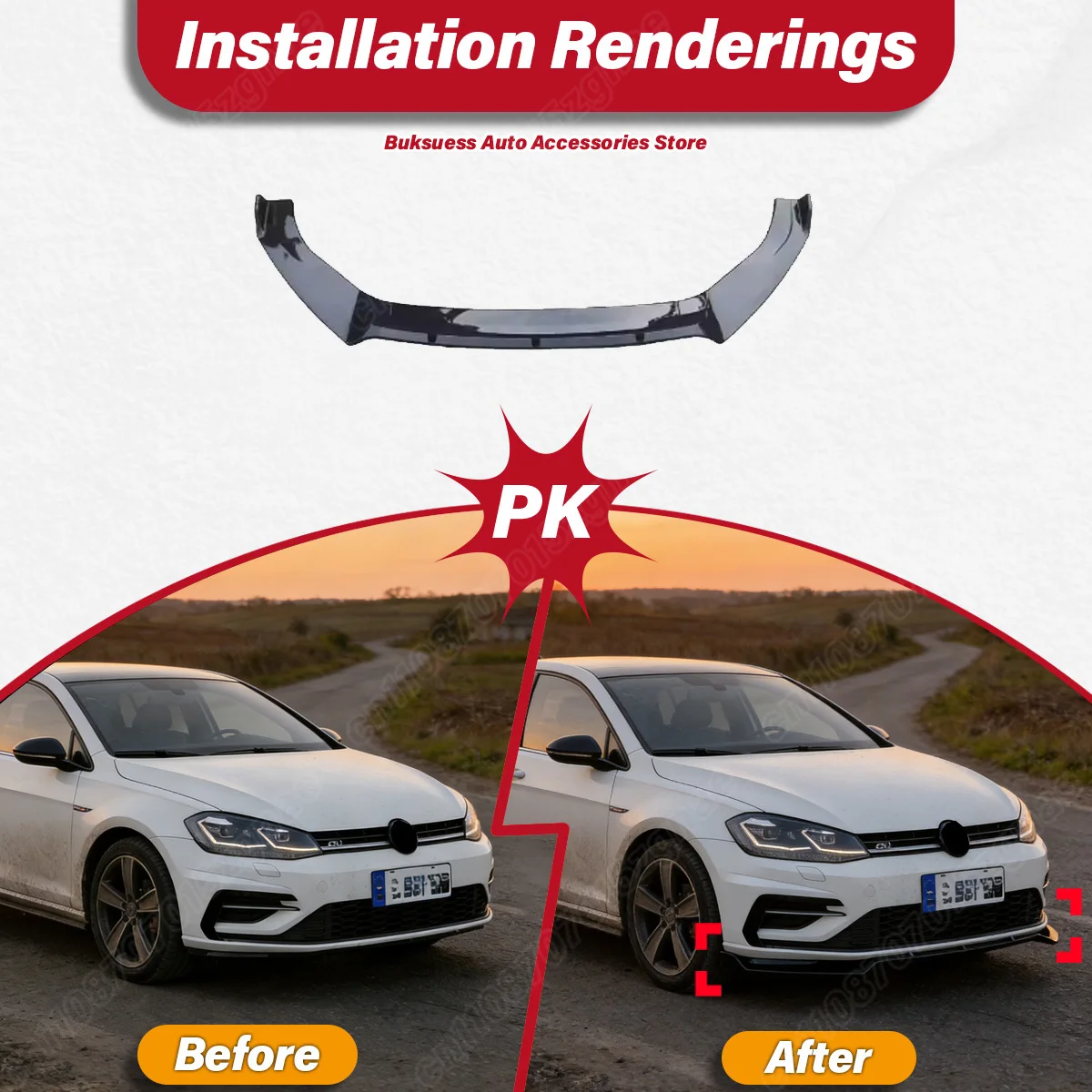폭스바겐 골프 7 7.5 GTI GTD R R-라인 페이스리프트 2012 2013 2014 2015 2016 2017 2018 2019 자동차 프론트 범퍼 립 바디 개조 키트