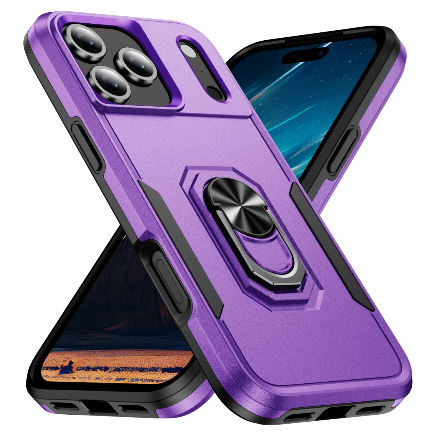 Military Grade Armor Case with Metal Stand and Ring Holder - Durable Coque Cover