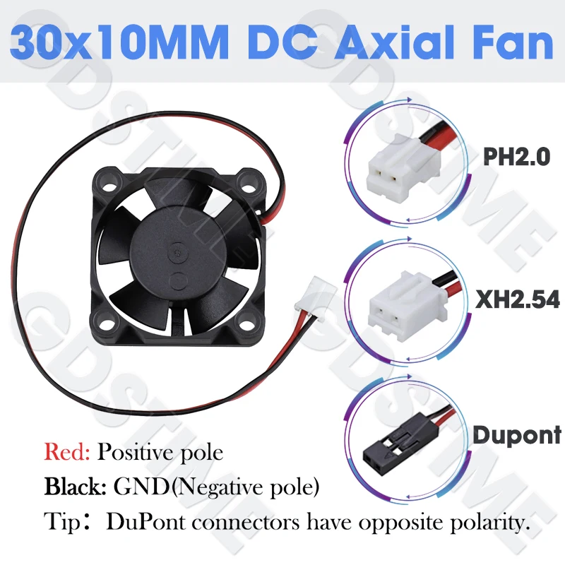 GDSTIME 3010 Lüfter 24V Kugellager Bürstenloser Lüfter 30x10MM 12V 5V Kühllüfter 30MM Mikrolüfter für Autolampe, 3D-Drucker-Kühlung – Detail 11
