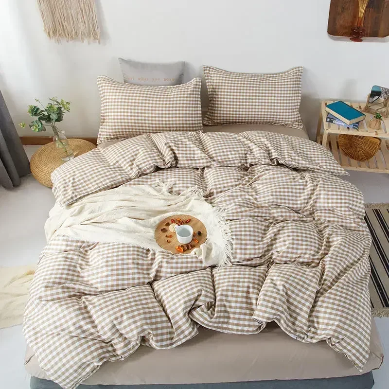 

Simple Aloe Vera Quilt Cover Plaid Quilt Cover Small Fresh Printed Quilt Cover 1pcs