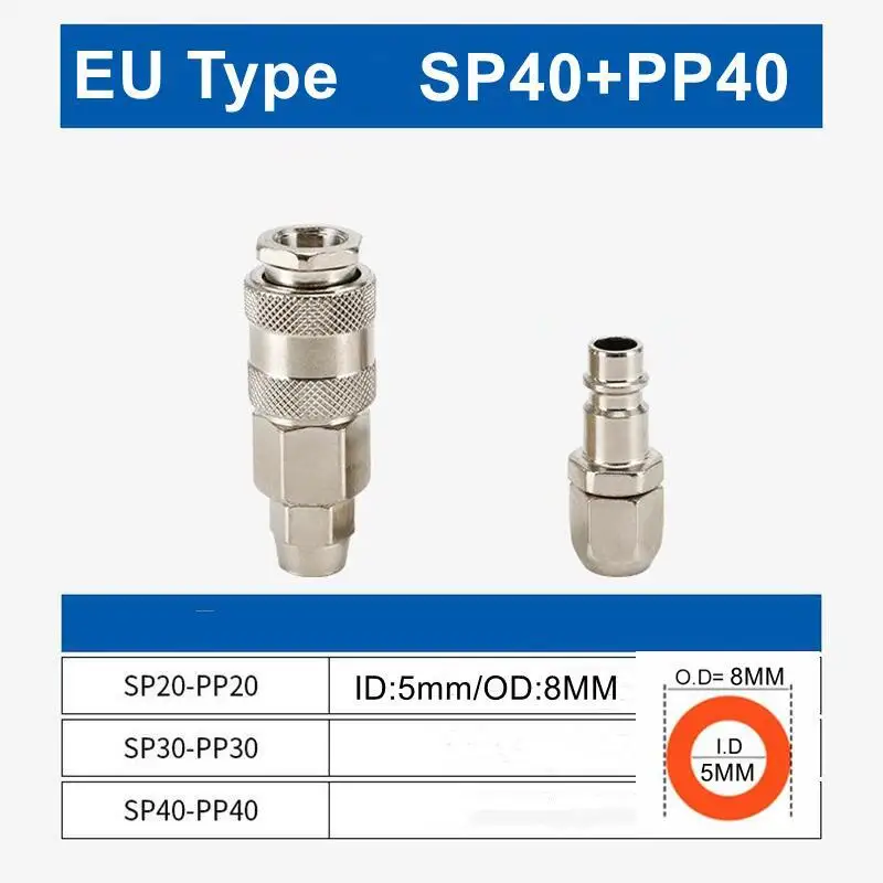 Quick connector for pneumatic connection EU PP SP 20 30 40 European air compressor hose 1pcs