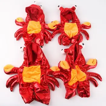 Crab Costume For Dog Dog Cat Halloween Crab Costume Pet Clothes Warm Outfits Clothes Puppy Red Hoodie For Halloween Party 4