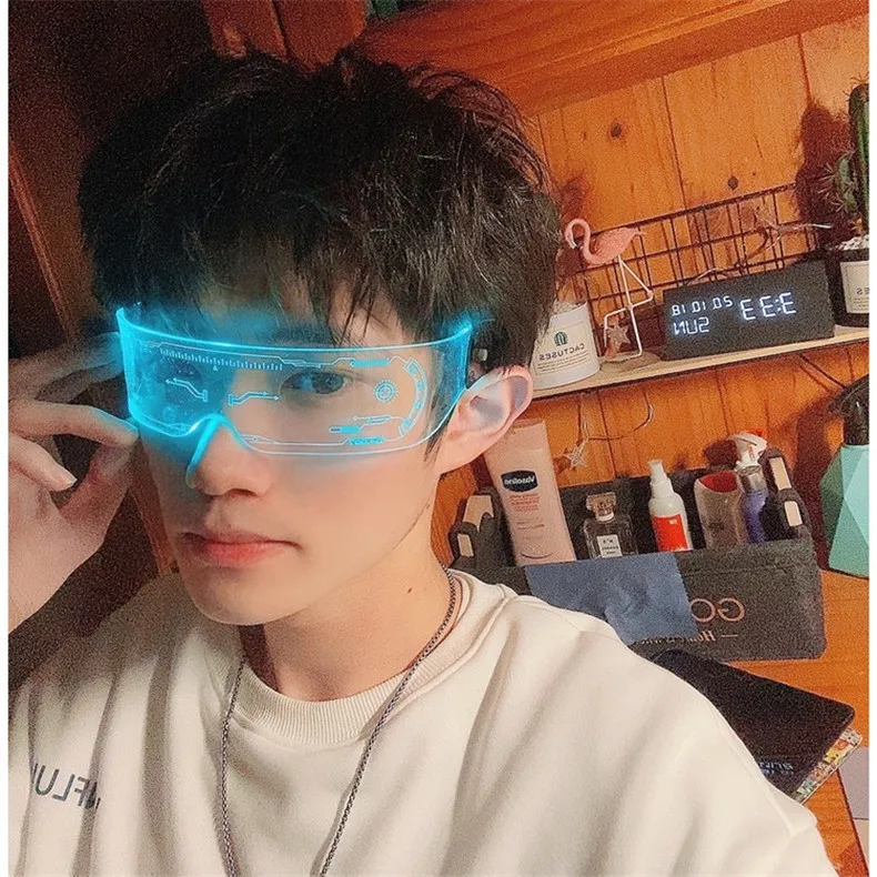 square sunglasses LED Luminous Sunglasses Vintage Punk Goggles Men Women Fashion Party Christmas Colorful Light Up Glasses Shades UV400 coach sunglasses