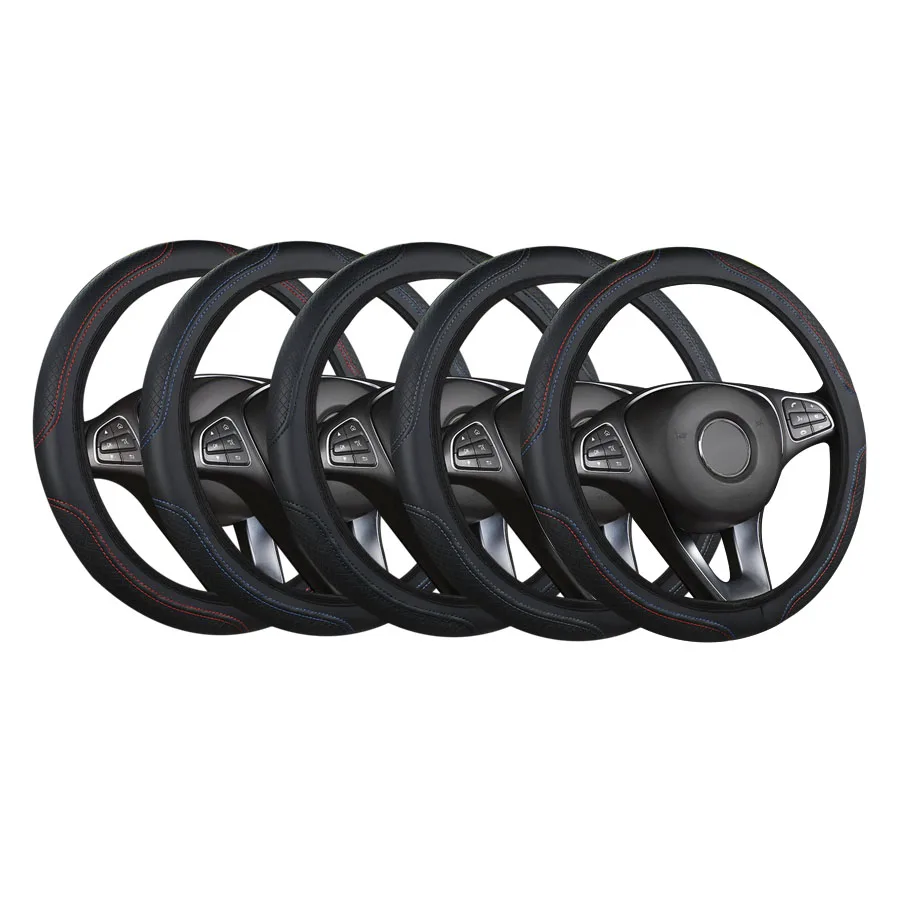 Steering Wheel Cover Car without Inner Ring Soft PU Leather Embossed Three-dimensional 37-38CM Car Accessories