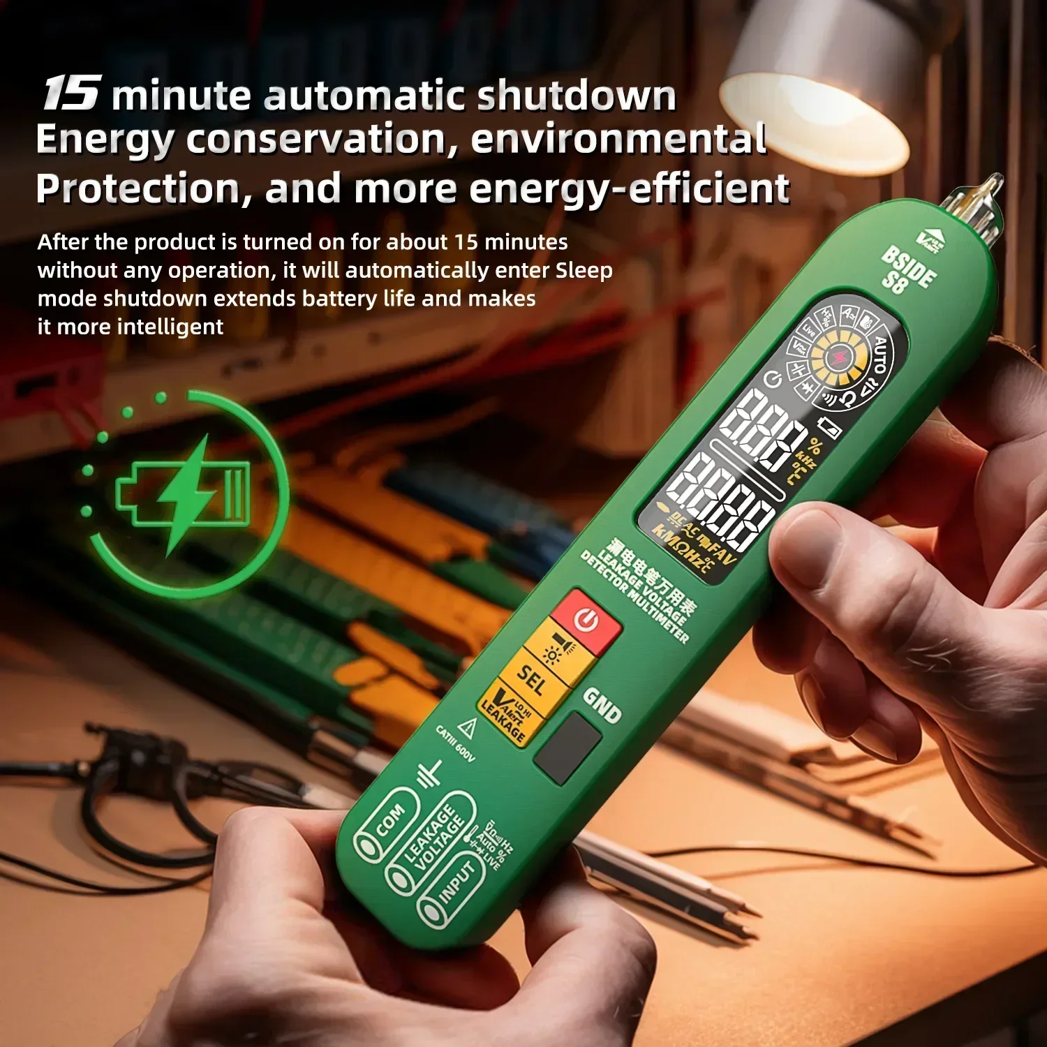 BSIDE S8 Pen Type Intelligence Digital Multimeter Leakage Pen Capacitor Temperature Voltage Detector Rechargeable EBTN Display