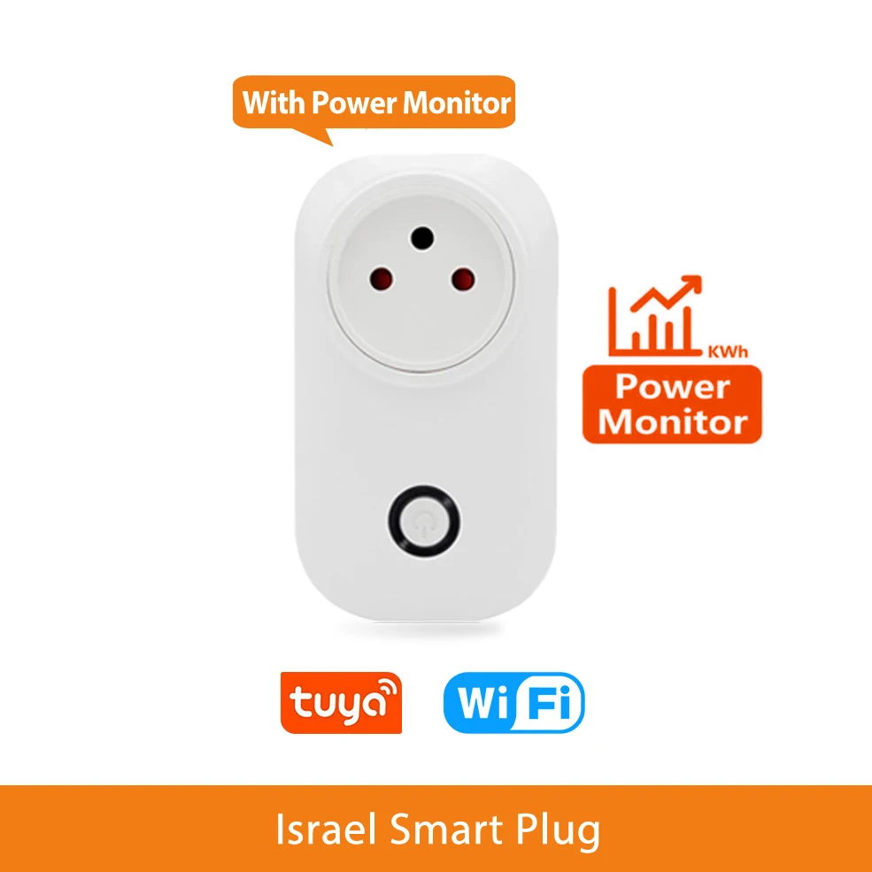 Tuya tomada inteligente israele plug 16a monitor de energia wifi interruptor de luz vida inteligente tomada de controle remoto para alexa, google assistant