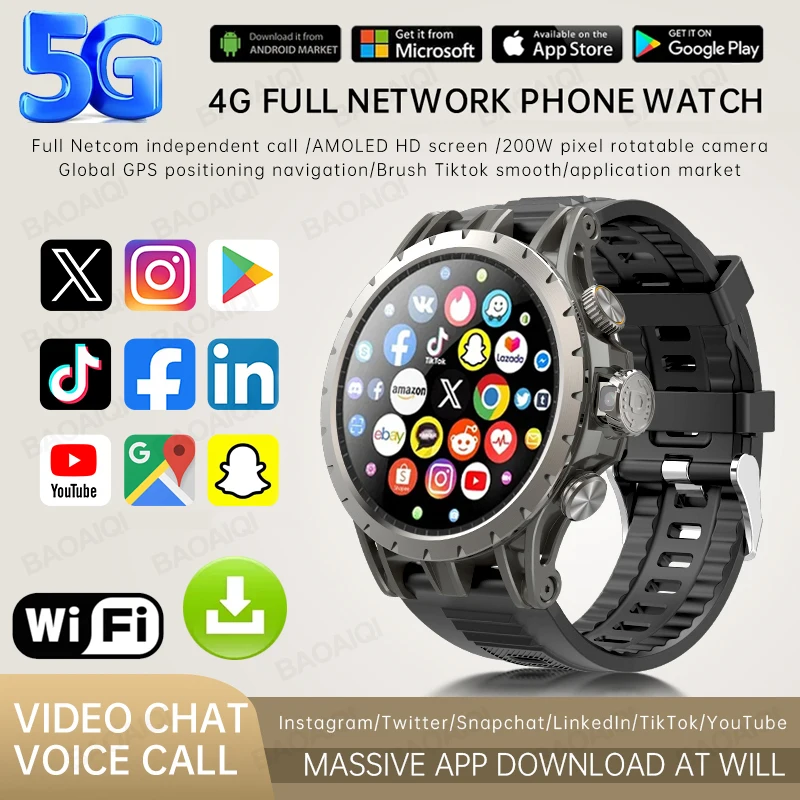 5G/4G ��ü ��Ʈ��ũ ����Ʈ �ð� 8GB+128GB RAM 1.43��ġ AMOLED 750mah ���͸� 500W ī�޶� GPS WIFI Google APP �ٿ�ε� Smartwatch