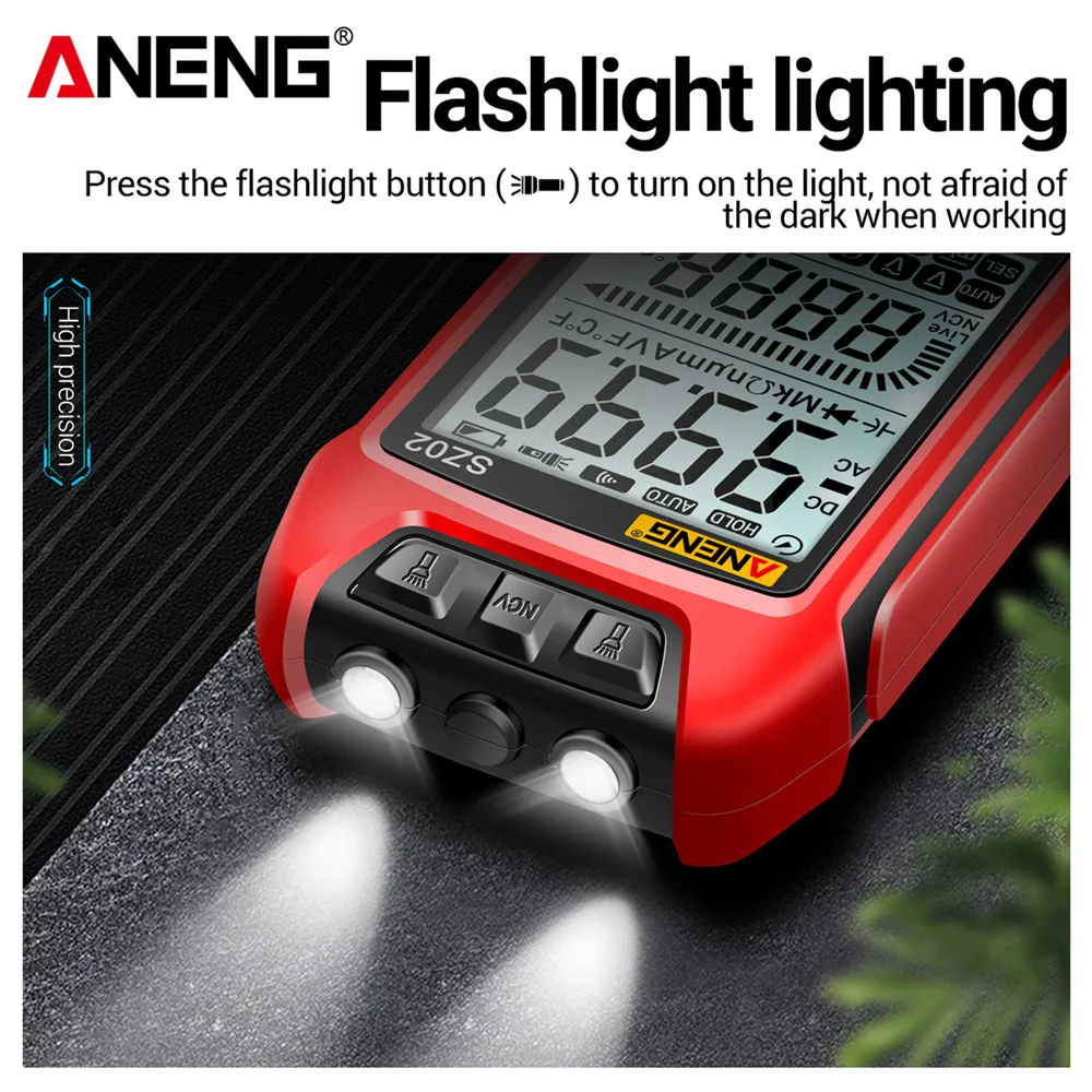 ANENG SZ02 디지털 멀티미터 트랜지스터 스마트 테스터 9999 True RMS 자동 전기 커패시턴스 측정기 온도 저항 계산
