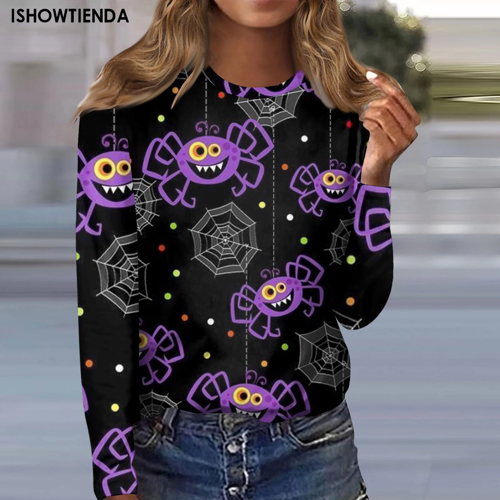 

Women's Autumn Winter Vintage Pumpkin Pullovers Halloween Sweatshirts Women Harajuku Aesthetic Graphic Funny Ghost Sweatshirts