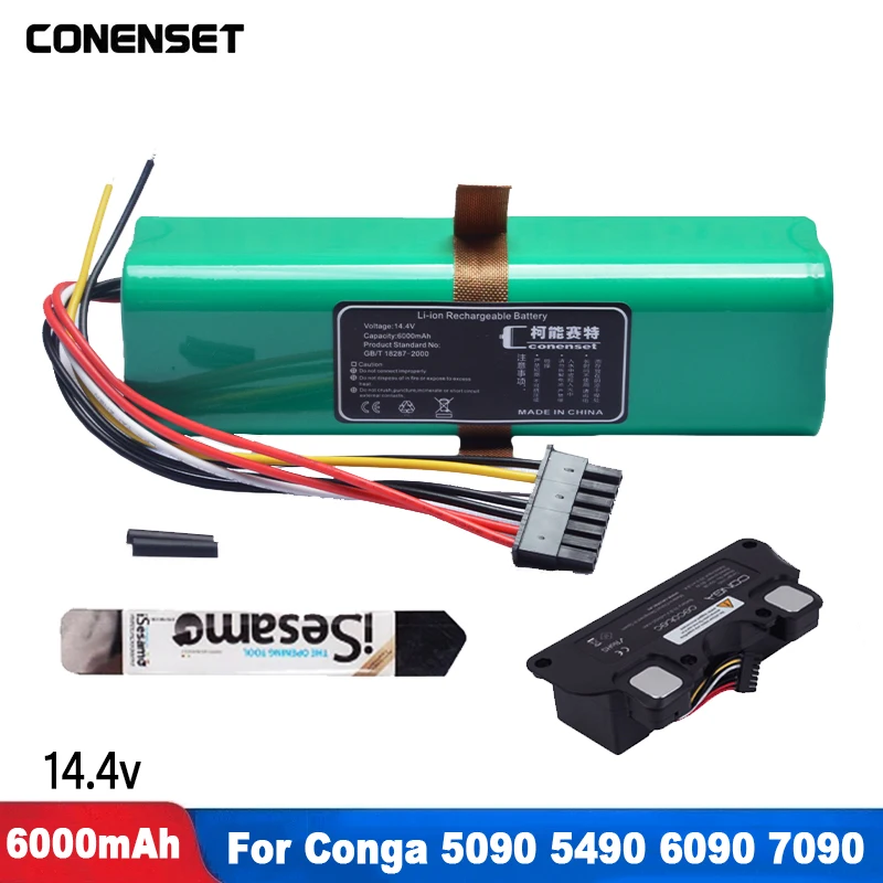 6000mAh Replacement Battery For CECOTEC CONGA 5090 5490 6090 7090 Robot Vacuum Cleaner Accessories Spare Parts Tool