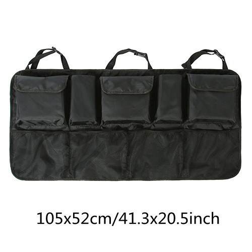 Rear Seat Back Storage Bag Multi Hanging Nets 3 Clear Pockets Trunk Case Organizer Stowing Tidying Interior Accessorie Black