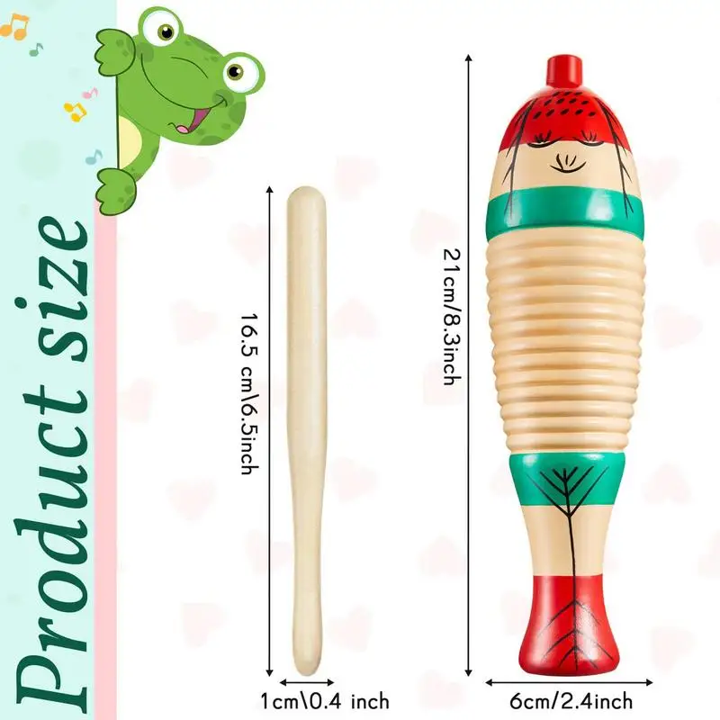 Toddler Musical Instruments Rhythm Toy Wooden Fish Frog Guiro Music Toys Baby Kid Child Early Educational Percussion With Mallet musical percussion instruments