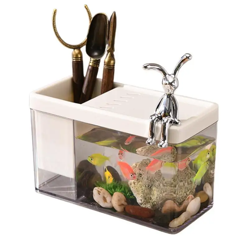 Aquarium Mini Fish Tank Aquarium Fish Desktop Box landscape creative small tropical fish tank Desktop Bowl Organizer