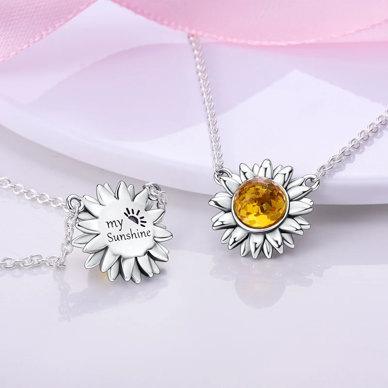 925 Sterling Silver Floral Animal Necklace Women Round Pendent Sparkling Necklace Fashion Anniversary Birthday Jewelry Gifts pendant necklace silver necklace