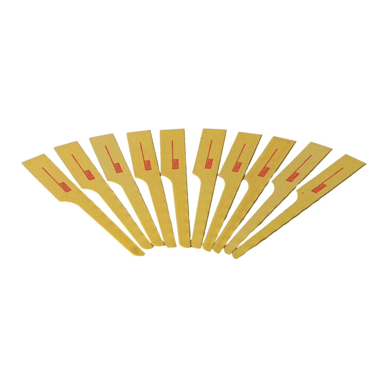 32-tooth Pneumatic Saw Blades Air Tool Gold 10Pcs For Wood Fiberglass Plastic Sheet Metals Cutting Reciprocating Saw Blades